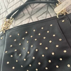 Charming Charlie NWT Black and gold rhinestone purse
